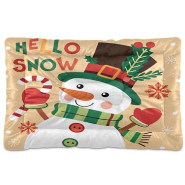 Imagem de ATTX Cama de Natal com boneco de neve para cães e gatos – Cama retangular ultra macia e confortável para animais de estimação para cães e gatos pequenos, 61 x 45 cm (398)