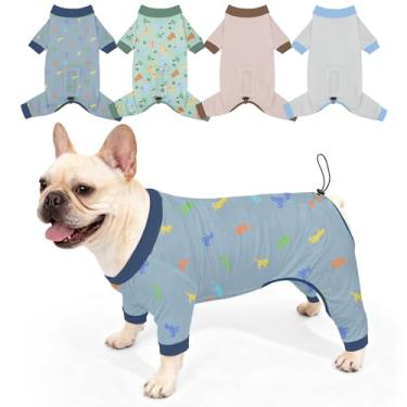 Imagem de Bienbee Pijamas para cães, pacote com 4 roupas fofas e macias para cachorros, pijamas para cães, pijamas, roupa ajustável, respirável e elástica para cães pequenos, médios e grandes, meninas e meninos