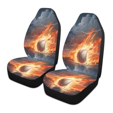 Imagem de Blueangle 2 peças de capas de assento de carro de bombeiro de água de beisebol, almofadas protetoras respiráveis para assentos dianteiros de carro, ajuste universal para SUV Sedan Truck Van (879)