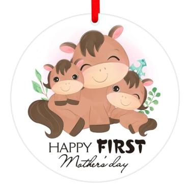 Imagem de Enfeite de cavalo primeiro dia das mães – Presente de lembrança para nova mamãe, futura mãe e chá de bebê