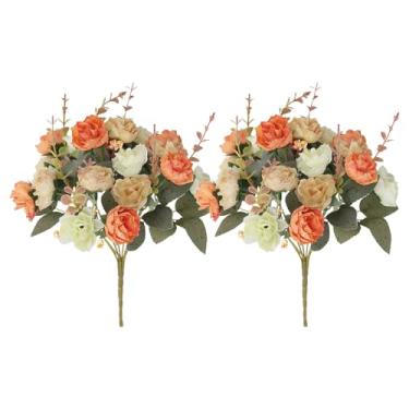 Imagem de Buquê De Flores Artificiais - 2 Peças Buquê de Casamento - Flores Artificiais Para Vaso,Para Mesa Escritório Sala Quarto Cozinha Casa De Campo Casamento Lareira Interior Exterior