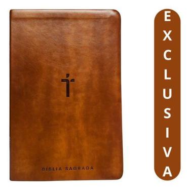 Imagem de Bíblia Letra Gigante Naa Marrom  Capa Luxo Durável  Leitura Fácil Para