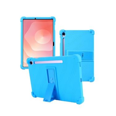 Imagem de Capa para tablet Samsung Galaxy Tab S10 Lite de 10,9 polegadas, capa protetora de borracha leve à prova de choque, capa protetora de silicone macio ajustável para crianças, azul claro