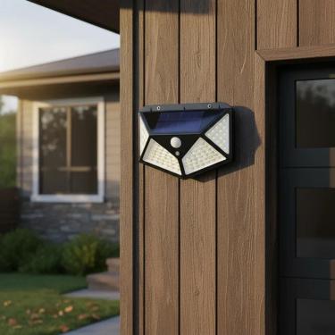 Imagem de Luminária Solar Parede Crepuscular Sensor Jardim Piscina Est