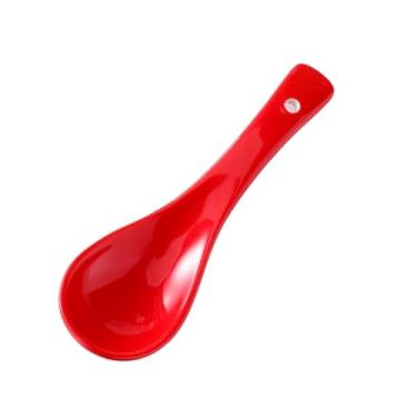 Imagem de Concha de sopa Colheres de sopa cerâmica 6 peças, colher porcelana chinesa asiática para, bolinho, wonton, café, sobremesa, cereal(Red)