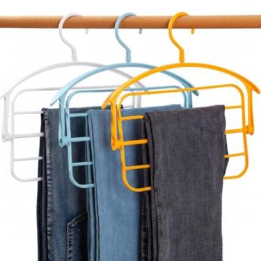 Imagem de Cabide Organizador Multifuncional e Flexível Para Calças, Vestidos, camisas, camisetas, Paletós Calçados Roupas Design Rotativo em Plástico Resistente (Amarelo)