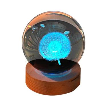 Imagem de Fafeicy Luz de Bola de Cristal 3D, Lâmpada de Bola de Cristal Gradiente Colorida Com Base de Madeira para Decoração de Quarto e Mesa (#1)