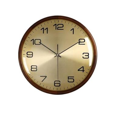 Imagem de Relógio de parede Relógio de parede redondo com design moderno e minimalista, funcionamento silencioso alimentado por bateria para decoração de casa(Walnut wood metal dial)