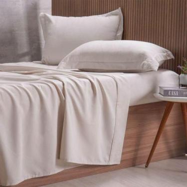 Imagem de Jogo De Cama Queen 4 Pçs 1000 Fios Toque Acetinado Tessi Bege