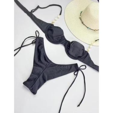 Imagem de Biquíni Fio Duplo com Bojo Removível e Búzios  Moda Praia Verão Femini