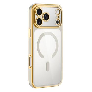 Imagem de LTLMYDAM Capa magnética para iPhone 17 Pro Max/17 Pro/Air/17, capa de carregamento sem fio transparente antiamarelamento, proteção para câmera, capa fina minimalista, cinza, ar