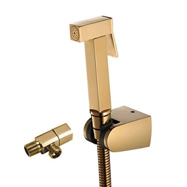 Imagem de uhyOHF Kit de pulverizador de bidê portátil para vaso sanitário, conjunto de pulverizador de vaso sanitário com mangueira de aço inoxidável de 150 cm e gancho de chuveiro ABS, uso fácil para limpeza