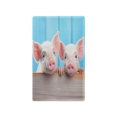 Imagem de Wassud Placa de cobertura de interruptor de luz de porco de boca rosa, capas de tomada de interruptor único, placa de parede, decoração de casa, sala de estar, quarto, decoração