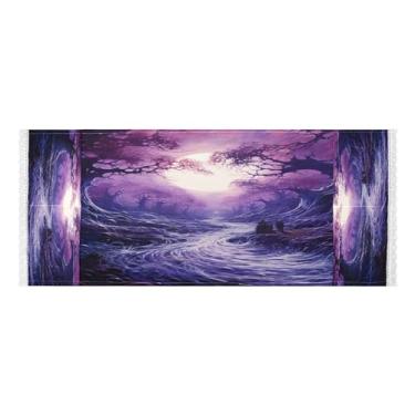 Imagem de Wassud Capas roxas de lavadora e secadora florestal, protetor de lavadora com sacos de armazenamento, capa de geladeira à prova de poeira com bolsos para lavanderia doméstica, cozinha, 120 x 55 cm