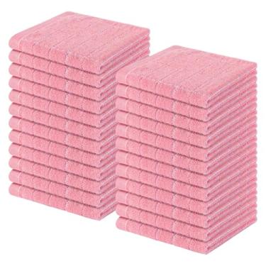 Imagem de Homaxy Panos de prato de cozinha felpudos 100% algodão, panos de prato ultra macios e absorventes para cozinha, adequados para secar e lavar pratos, pacote com 24, 30 x 30 cm, rosa