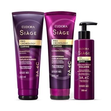 Imagem de Combo Siàge Pro Cronology Curvas: Shampoo 250ml + Condicionador 250ml + Creme para Pentear Volume 300ml