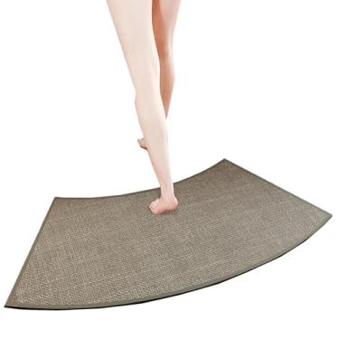 Imagem de Tapete de chuveiro de canto - Tapete de banho curvo antiderrapante antiderrapante - Tapete de chuveiro em forma de ventilador externo (cinza, 40 * 75 cm)