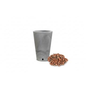 Imagem de Vaso Petra Conico C/Prato + Argila Expandida (Cimento Marmorizado)