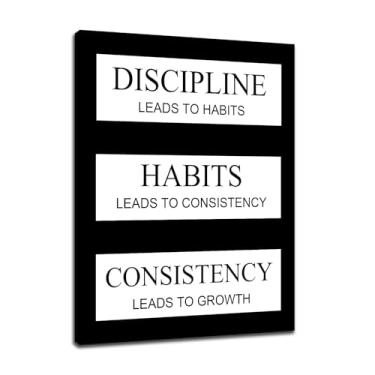 Imagem de Tela motivacional arte de parede disciplina hábitos consistência pôster impressão inspirador empreendedor citações positivas arte para escritório decoração de casa moderna pintura imagens prontas para