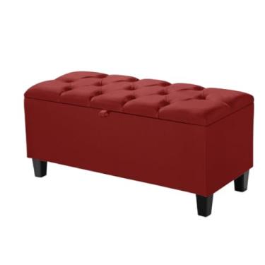 Imagem de Estofado Minimalista Moderno Calçadeira Sapateira Sala Quarto Armazenamento Bau Solteiro puff bau para quarto(Vermelho)