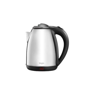 Imagem de Chaleira Elétrica 2 Litros, Aço Inoxidável, 1500W, 220V, Base Giratória 360°, Desligamento Automático, Preta e Inox, 22,5x21cm
