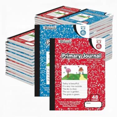 Imagem de BAZIC Caderno de Composição de Diário Primário Mármore, 100 Folhas de Desenho e Escrita K- 2 Cadernos de Diário Comp para Escola de Jardim de Infância, Pacote com 48