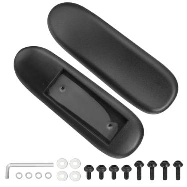 Imagem de PATIKIL 1 par de substituição de descanso de braço para cadeira de escritório, capa de couro para cadeira de escritório PU 10 cm orifício de montagem com parafusos para cadeiras de jogos, apoio de