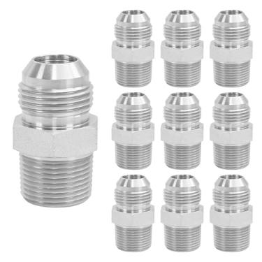 Imagem de HFS (R) 10PCS/PACK, 3/10.2 cm NPT macho para 3/10.2 cm JIC adaptador macho conector de tubo de encaixe de tubo de aço carbono (3/10.2 cm NPT x 3/10.2 cm JIC, 10PCS)