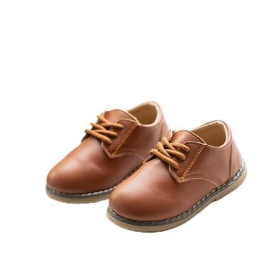 Imagem de Sapatos Oxford para meninos e meninas com cadarço antiderrapante com sola de textura mocassim infantil infantil uniforme escolar clássico, Marrom, 19