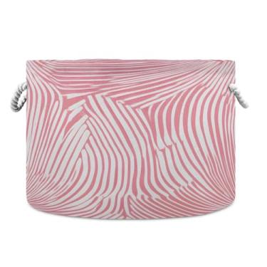 Imagem de JUZIHAI Cesto de armazenamento dobrável com padrão simples, cesto de roupa suja para bebê, cobertor com alças de corda de algodão, caixa de brinquedos dobrável, organizador de armário para quarto