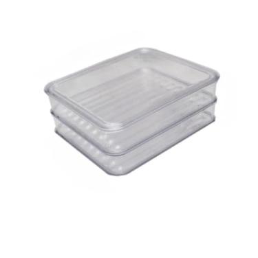 Imagem de Porta Frios Hermético Presunto Queijo Acrílico Resistente Triplo Pote Mantimentos(Duplo)