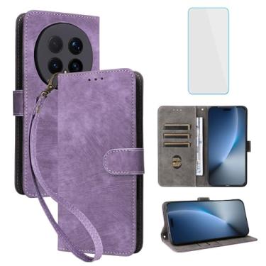 Imagem de IUQXU Capa carteira para celular Honor Magic8 Pro 5G com protetor de tela [bloqueio RFID] capa de celular flip de couro com suporte para cartão feminino e masculino para Honor Magic 8 Pro Magic8Pro