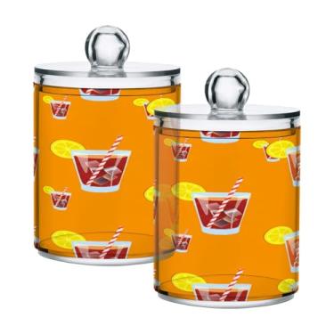 Imagem de Qilmy Pacote com 2 suportes para bebidas cítricas, frascos de boticário de 400 ml, vasilha organizadora para banheiro, cotonetes, bolas de algodão, almofadas de cosméticos, irrigadores dentais, sais