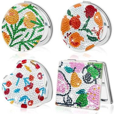 Imagem de Espelho compacto Diamond Art DIY, espelho de bolso - 4 peças de espelho portátil dobrável - presentes de Natal e aniversário para mulheres e meninas
