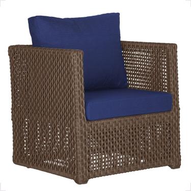 Imagem de 1 Poltrona Madri Alumínio Corda Náutica Estofado 10 Trama Marrom