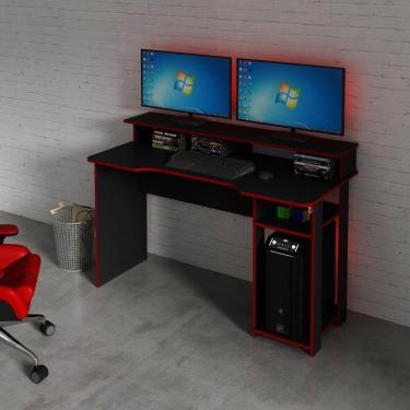 Imagem de Mesa Gamer Com Porta Cpu 136cm Preto/vermelho