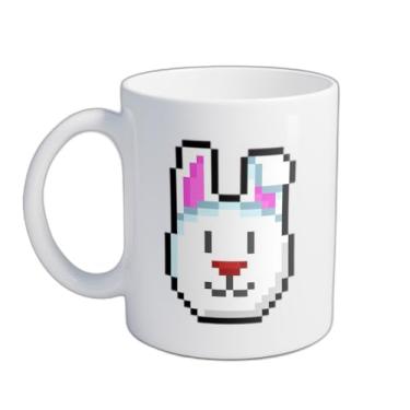 Imagem de Caneca Xícara de Café Porcelana 300ml Estilo Pixel Art Coelho