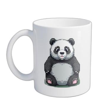 Imagem de Caneca Xícara de Café Porcelana 300ml com Desenho de Panda Fundo Verde