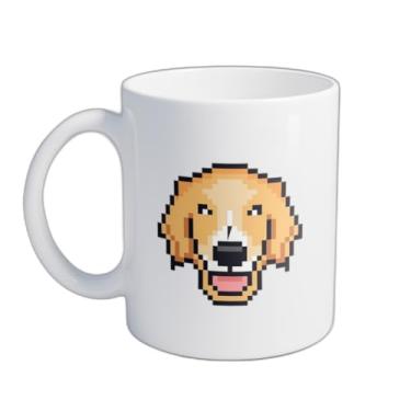 Imagem de Caneca Xícara de Café Porcelana 300ml Com Desenho Em Pixel Art De Cachorro