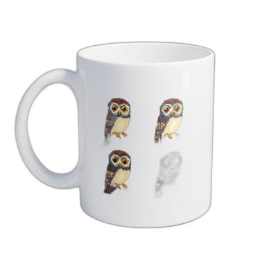 Imagem de Caneca Xícara de Café Porcelana 300ml Design Coruja Pixel