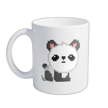 Imagem de Caneca Xícara de Café Porcelana 300ml Panda Pixelado
