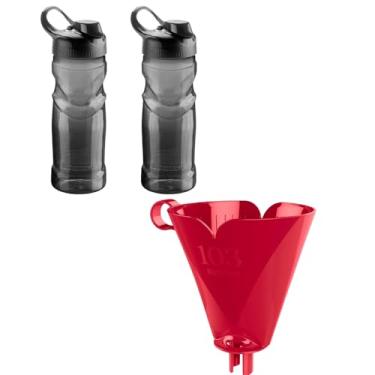 Imagem de Conjunto de 1 Suporte para Filtro de Café 103 Vermelho + 2 Garrafa de Hidratação Fitness 500ml Preta