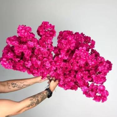 Imagem de Kit Arranjos de Flores Artificiais 45cm – Mini Orquídeas em Vaso Decorativo para Mesa, Casamentos e Decoração de Ambientes(40,Rosa Fúcsia)