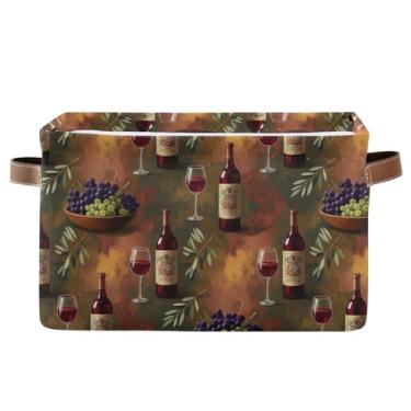 Imagem de Organizador de armário dobrável de lona – caixa de armazenamento retangular de tecido dobrável para banheiro, roupas vintage vinho tinto rústico, 1 pacote