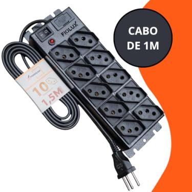 Imagem de Filtro De Linha 10 Tomadas Cabo De 1.5 Metros Metálico Extensão Régua Protetor Energia Elétrica Profissional Com Fusível Bivolt 110 127 220 Fiolux Powerlink 110V 127V 220V Corpo em Metal 1,5M