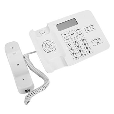 Imagem de Cryfokt Telefone Com Fio Branco, Duplo, Display Lcd de Calendário, para Home Office, Fsk/dtmf, Flash, Rediscagem, Pré-discagem, Cabo de Rede Britânico