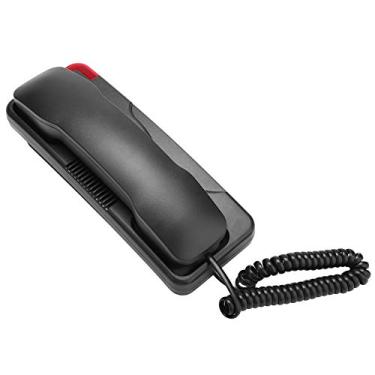 Imagem de Cryfokt Telefone Comercial do Hotel Sem Identificação de Chamada Material Compacto do ABS Telefone de Mesa para Recepção Lobby Hotel, Preto 8,9 * 3,3 * 1,8 pol.