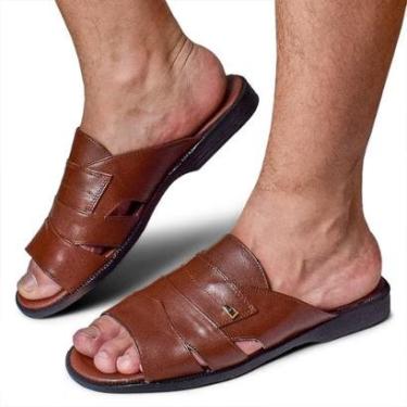 Imagem de Sandália Masculina Franciscana Couro Ortopédica Rasteira-Masculino