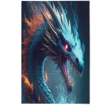 Imagem de Cool Orange Dragon Animal Adult Jigsaw Puzzles 1000 Pieces Cute Animal Art Print Cool Creative Puzzles White Elephant Gifts Funny, 1000 Pieces, 29.5" x 19.7"