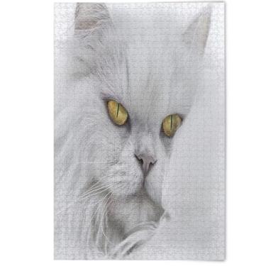 Imagem de Quebra-cabeças brancos de gatinho de desenho animado legal 1000 peças para adultos, presentes de festa de elefante branco Cool Prime Puzzles pintura de belas artes decoração de casa, 1000 peças, 75 x